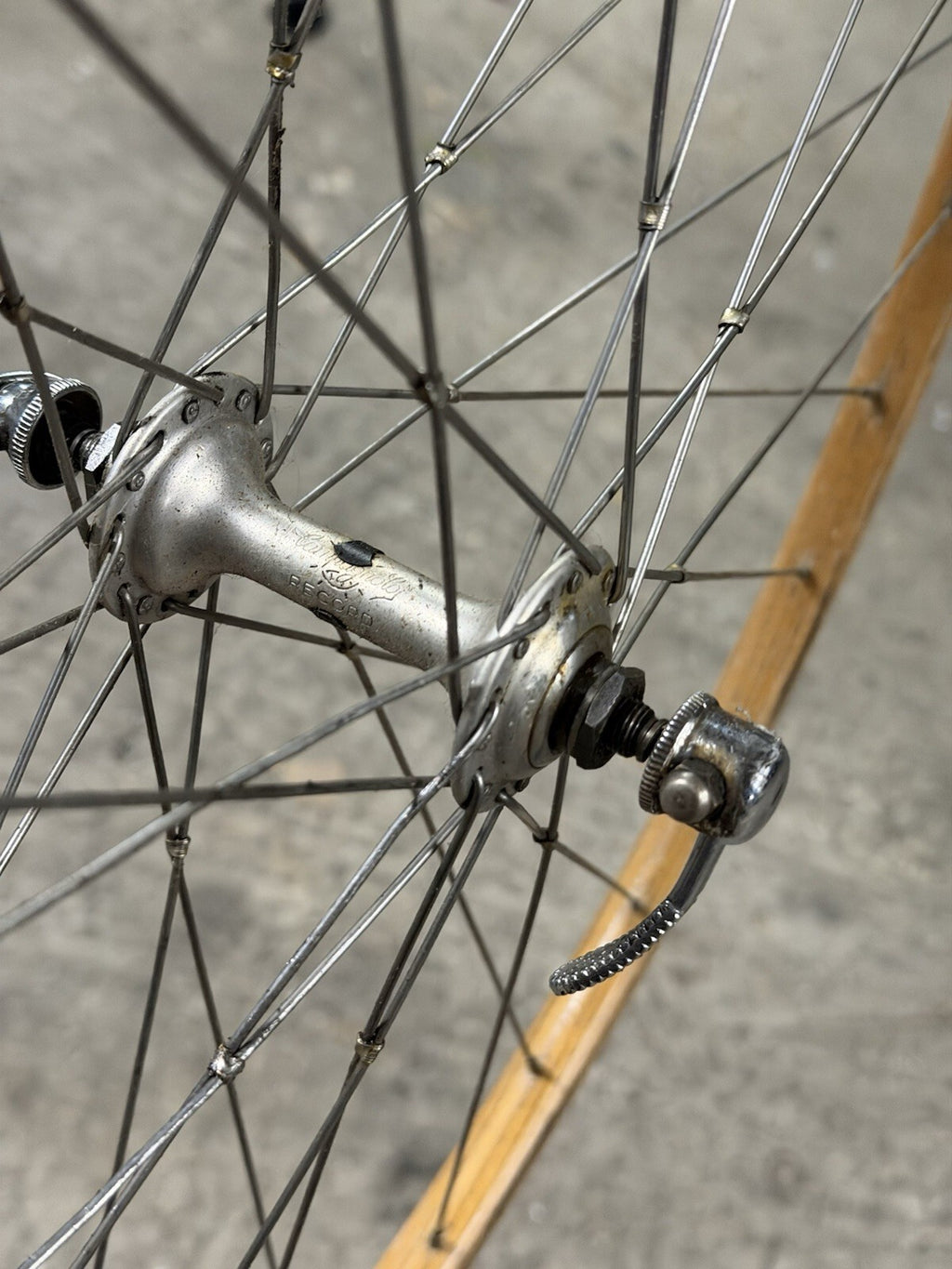 Vintage Campagnolo ROAD WHEELSET 5 SPEED WOODEN Sbi Brusati Rims