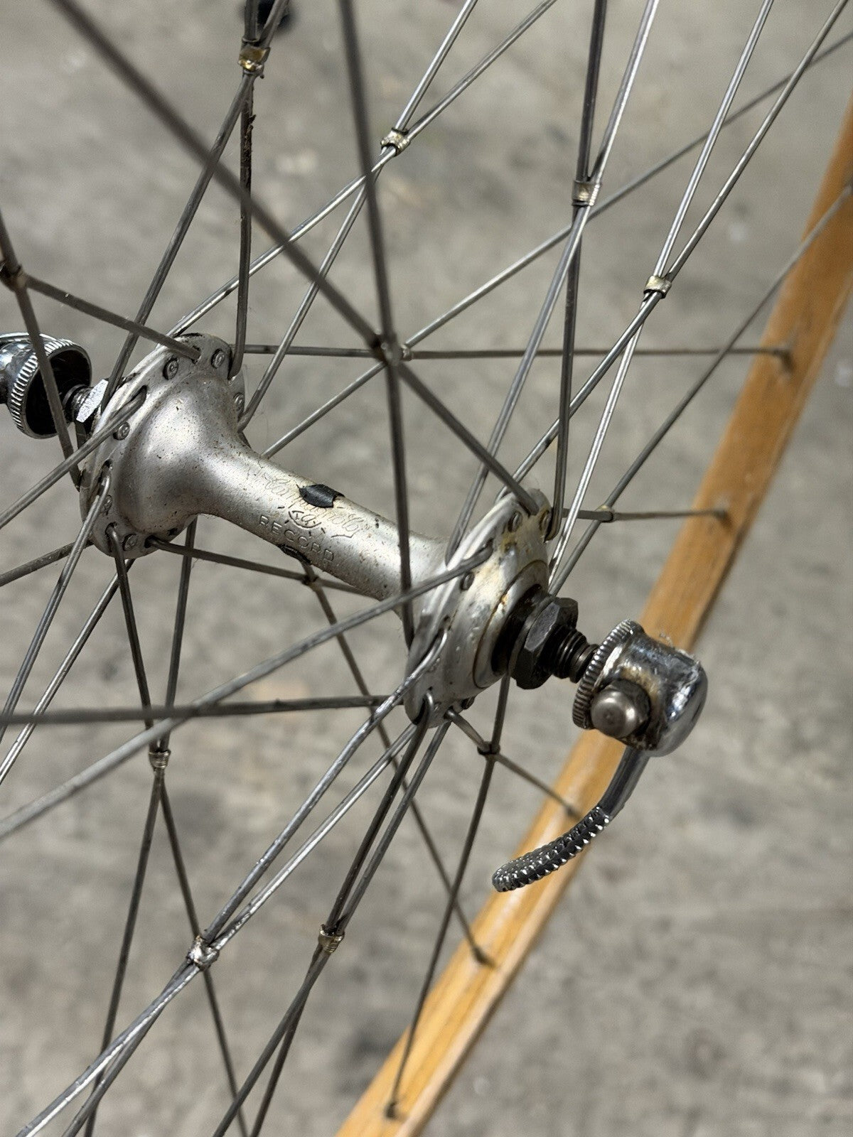 Vintage Campagnolo ROAD WHEELSET 5 SPEED WOODEN Sbi Brusati Rims