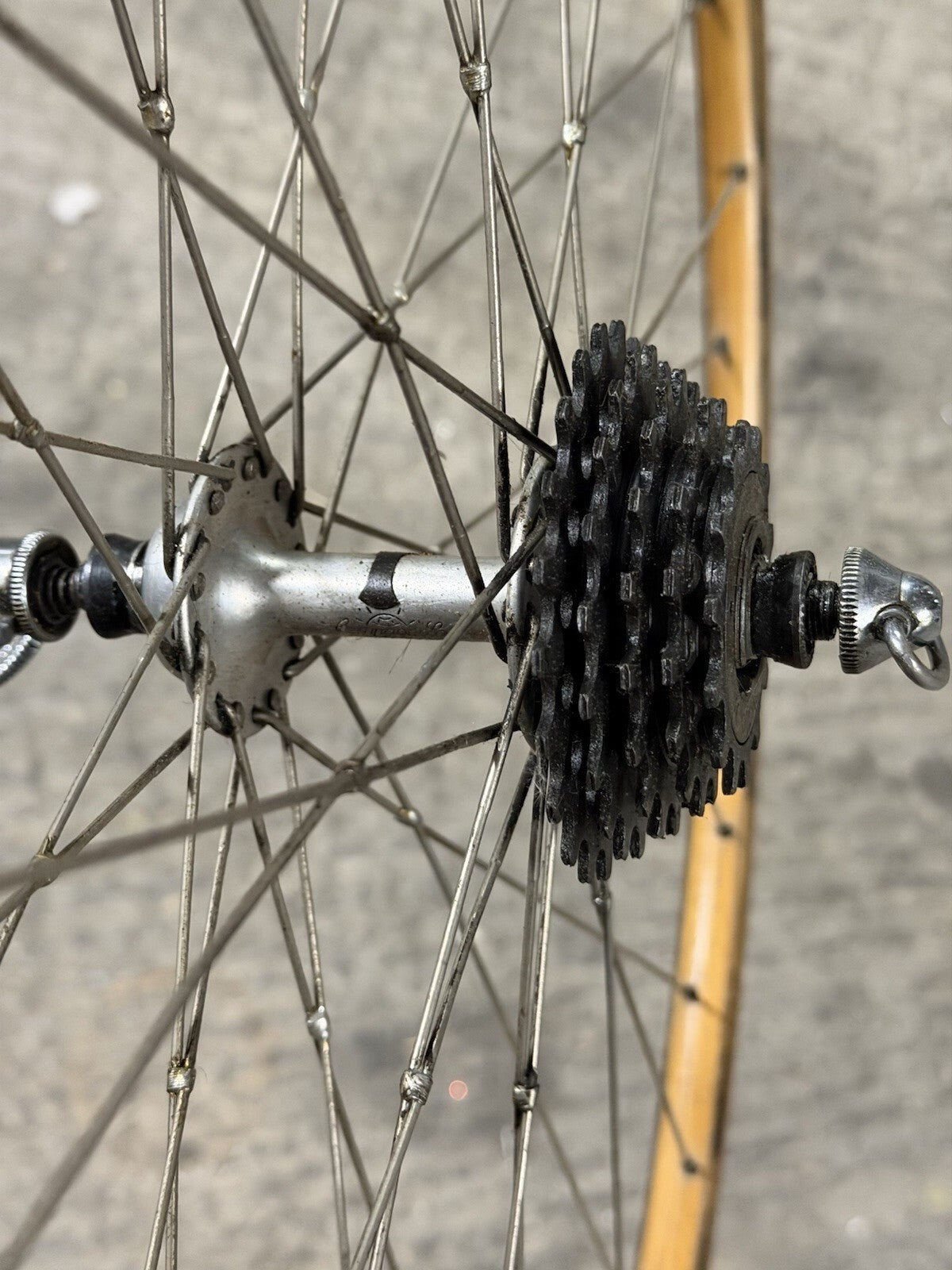 Vintage Campagnolo ROAD WHEELSET 5 SPEED WOODEN Sbi Brusati Rims