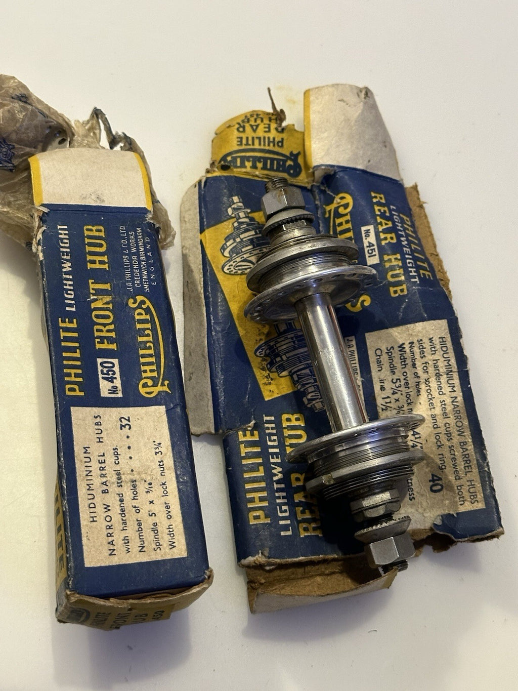 Rare Vintage Phillips Philite Track Hubs Front And Rear