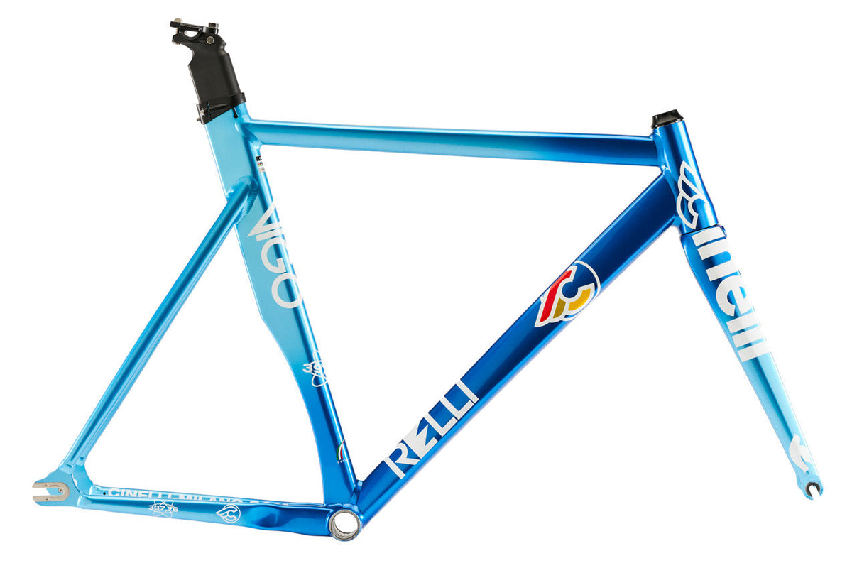 Cinelli Vigorelli Alloy Blue track frameset size L with carbon fork